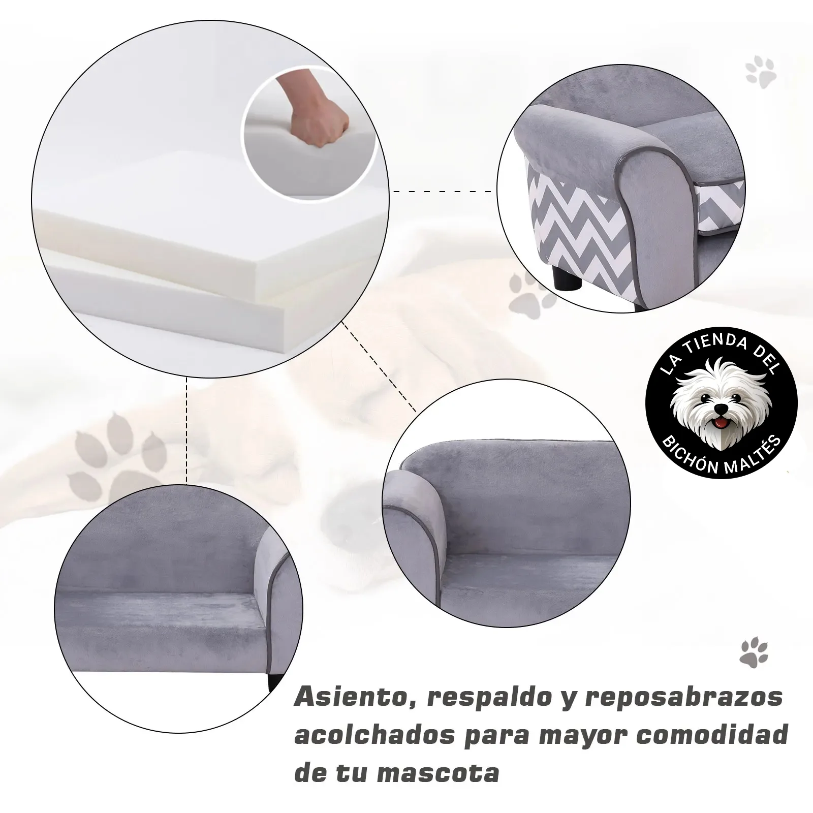 Sofá de Lujo para Perros Estilo Chevrón