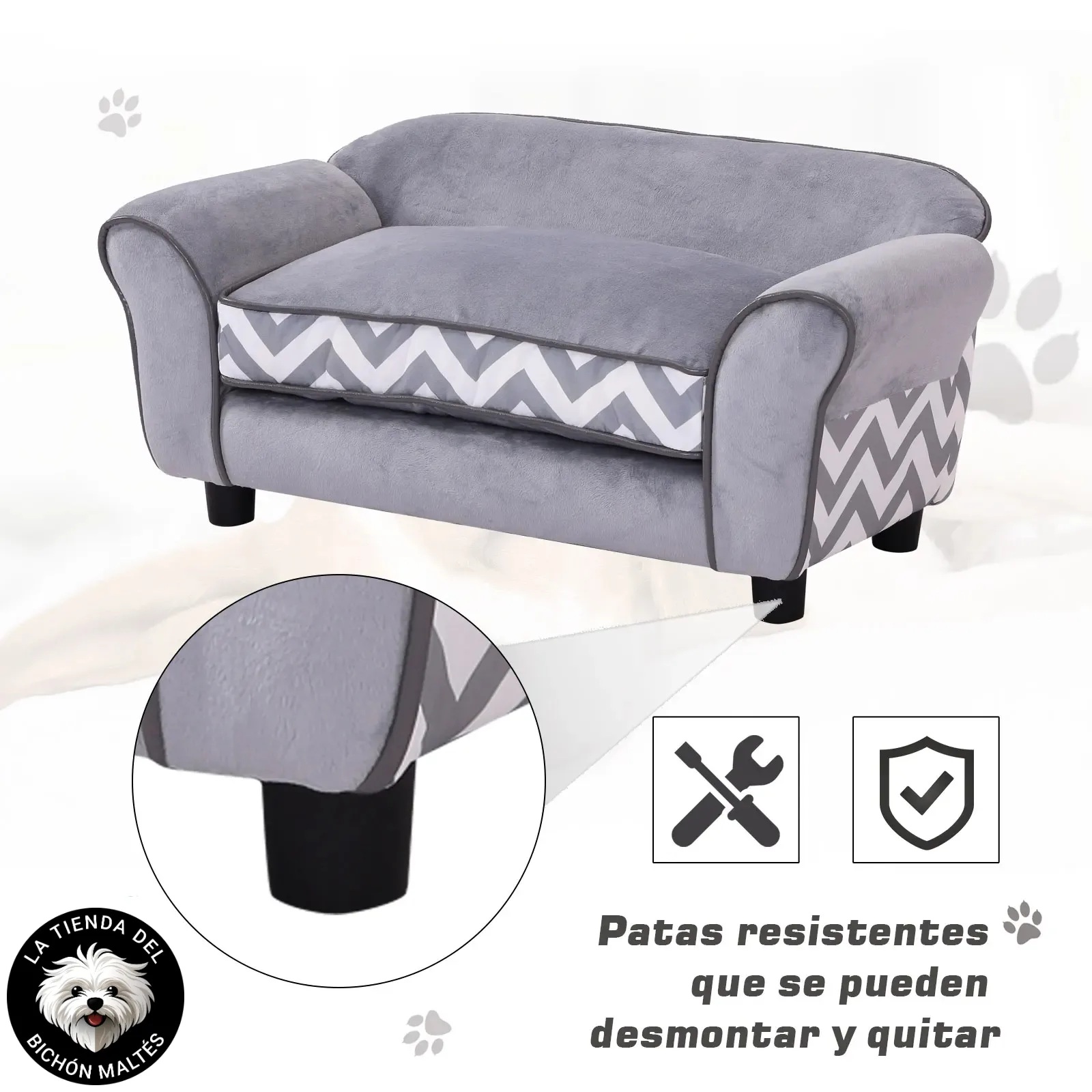 Sofá de Lujo para Perros Estilo Chevrón