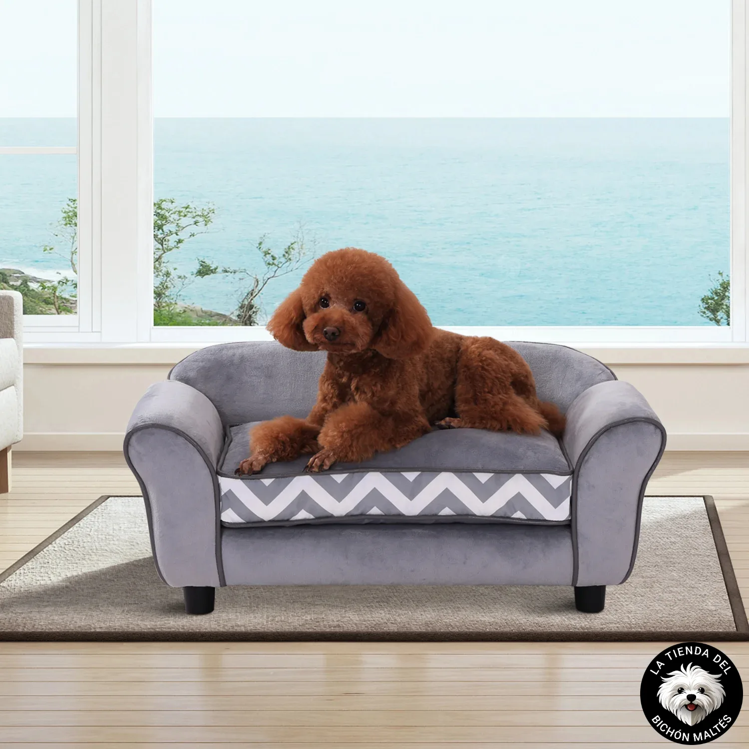 Sofá de Lujo para Perros Estilo Chevrón