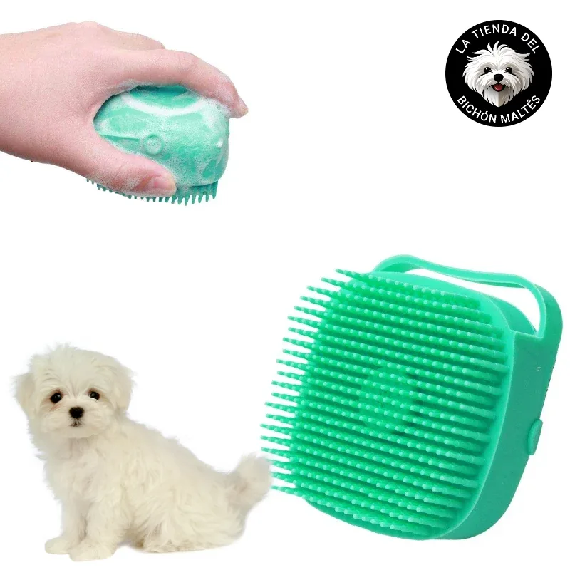 Cepillo con Depósito para Champú para Perros - Varios Colores Pasteles