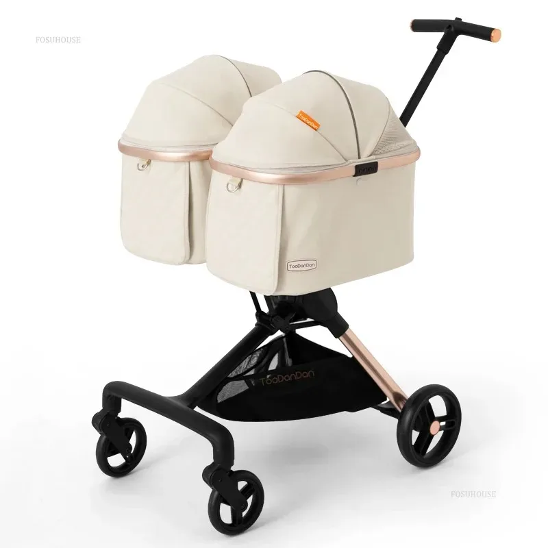 Carrito De Paseo Doble Con Transportin Desmontable Para 2 Perros