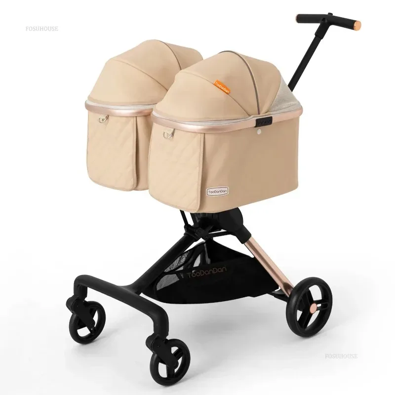 Carrito De Paseo Doble Con Transportin Desmontable Para 2 Perros - Imagen 7