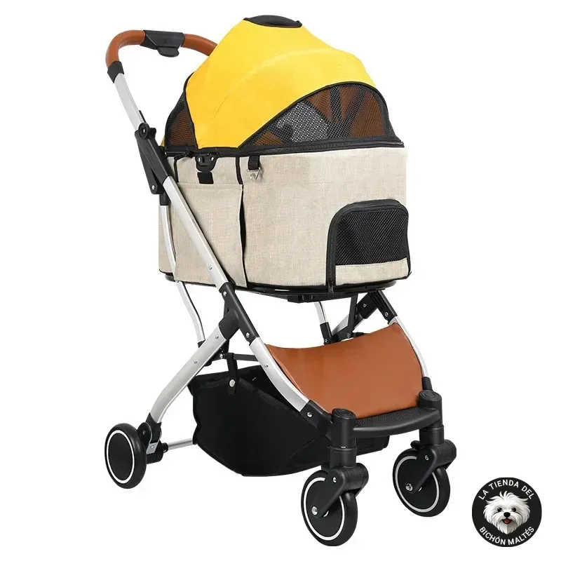 Carrito con Cesta Amarilla Extraible para Perros Pequeños
