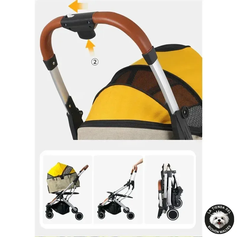Carrito con Cesta Amarilla Extraible para Perros Pequeños - Imagen 5