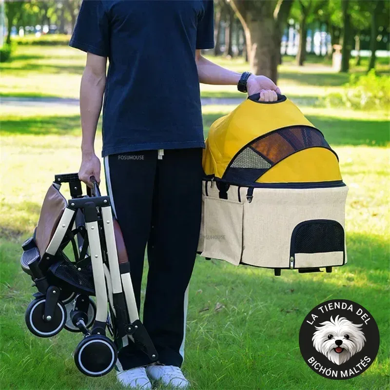Carrito con Cesta Amarilla Extraible para Perros Pequeños - Imagen 2