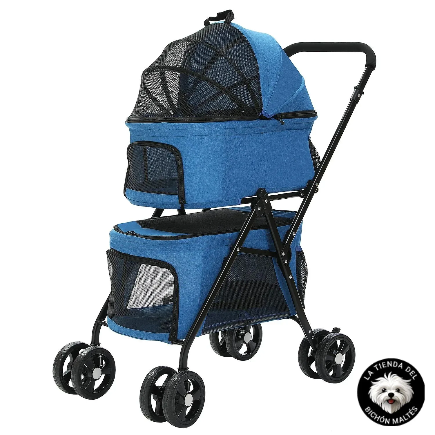 Azul Carrito Doble con Cesta Extraible para Malteses