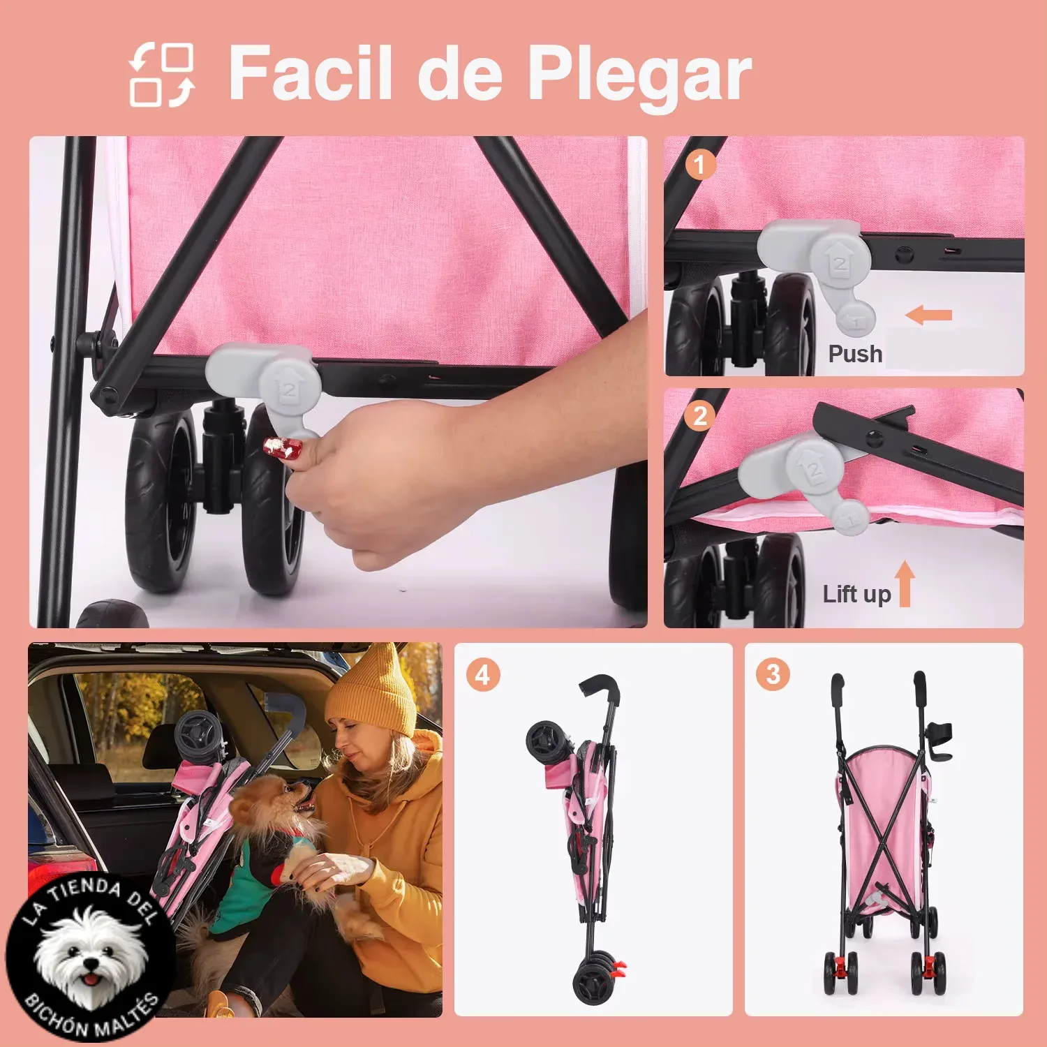 Cochecito para Perros Barato y Ligero - Facil de Plegar