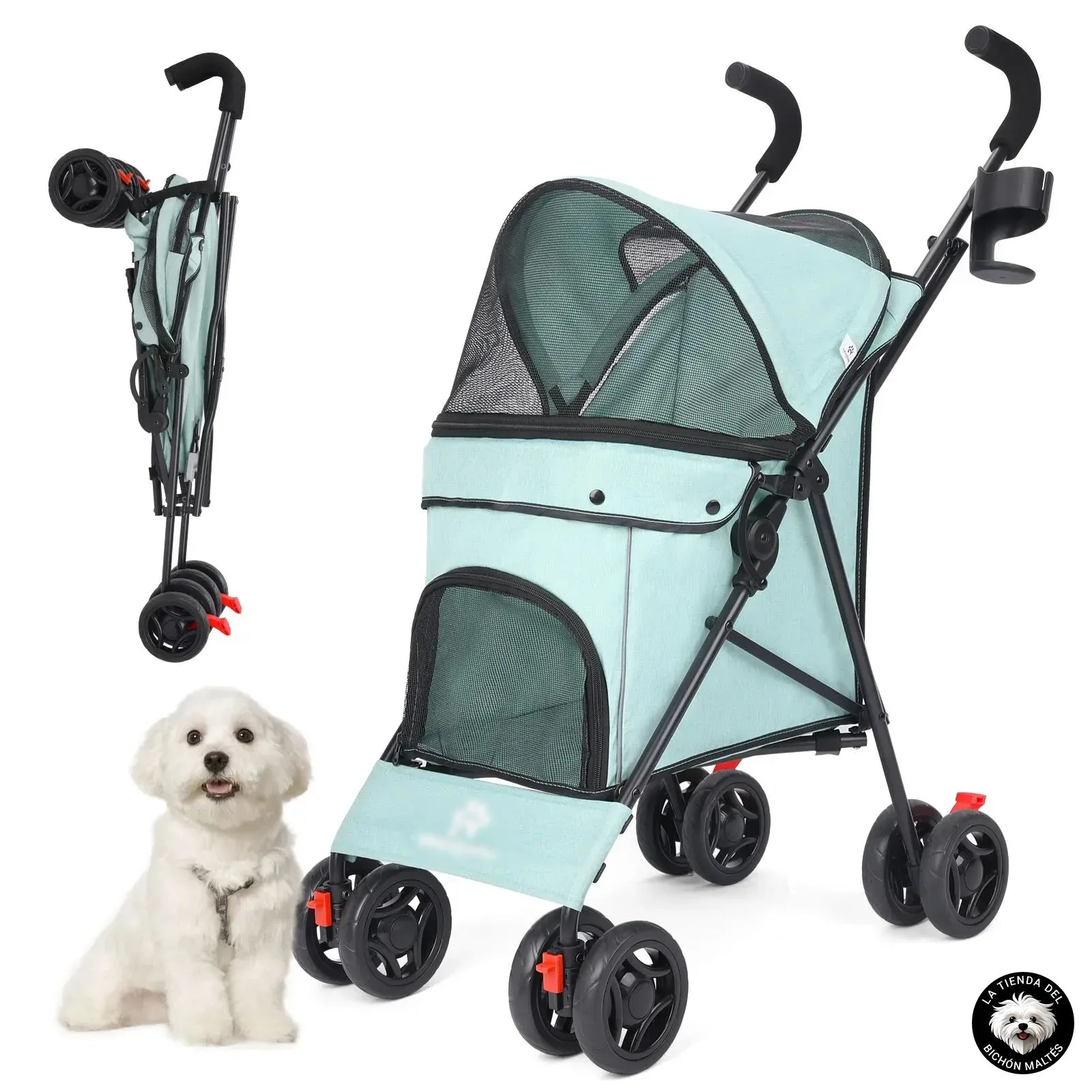 Color Verde - Cochecito para Perros Barato y Ligero
