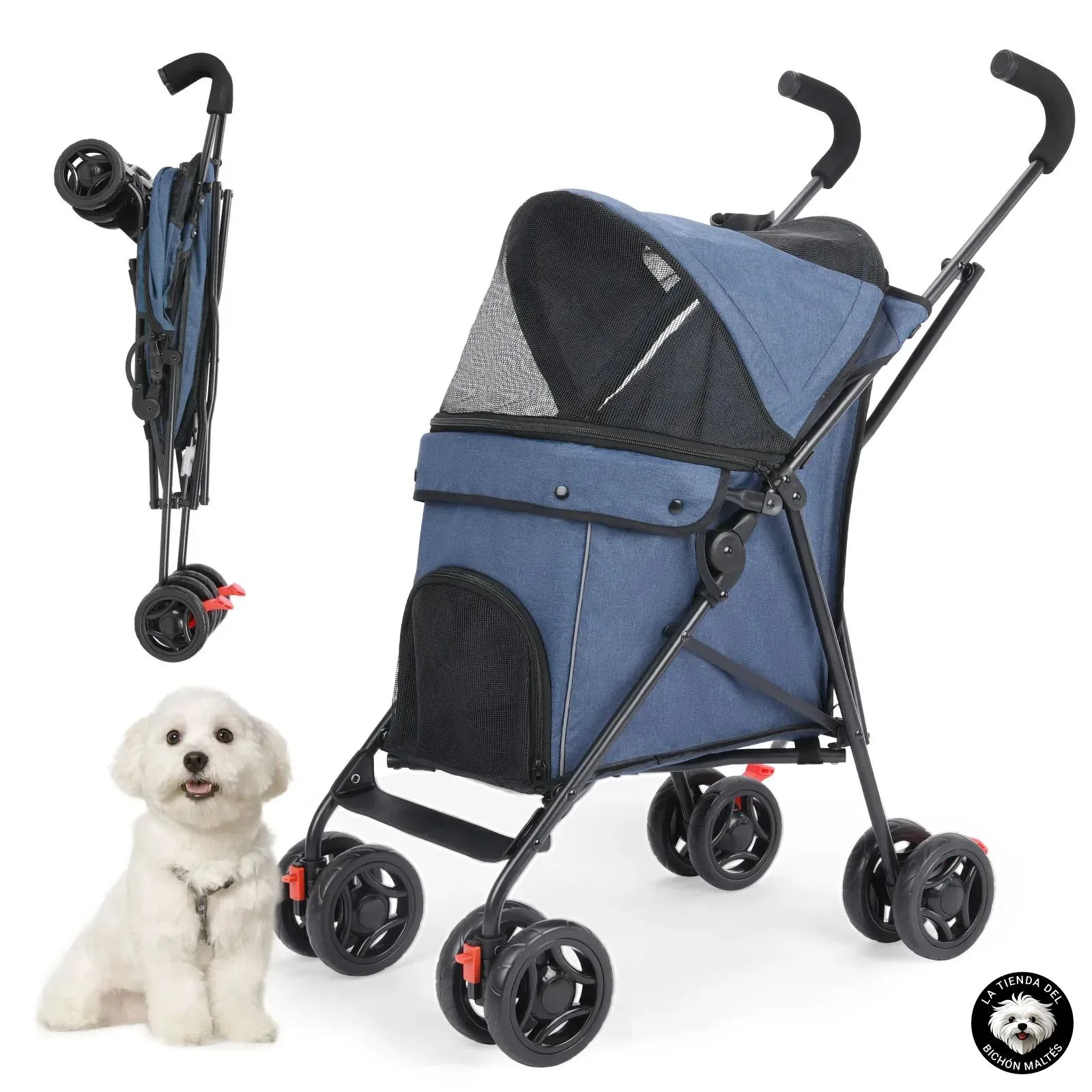 Color Azul - Cochecito para Perros Barato y Ligero