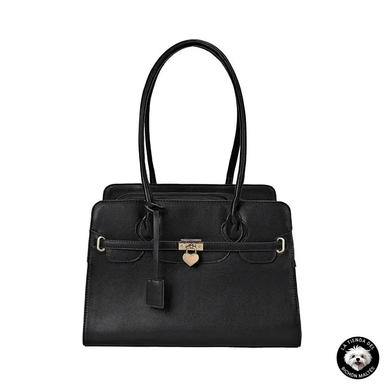 Bolso Elegante de Piel para Mascotas - Negro