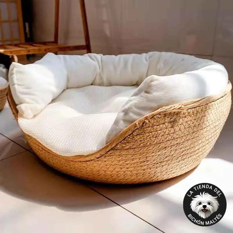 Cama Cesta Nido de Bamboo para Perros
