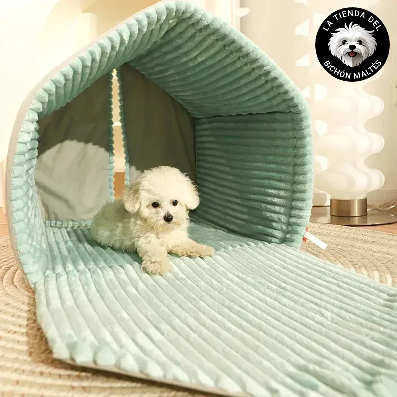 Casita para Perros Acolchada con Cortinas