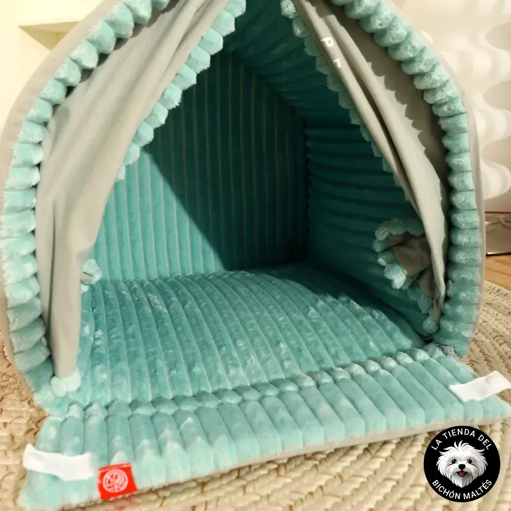 Casita para Perros Acolchada con Cortinas