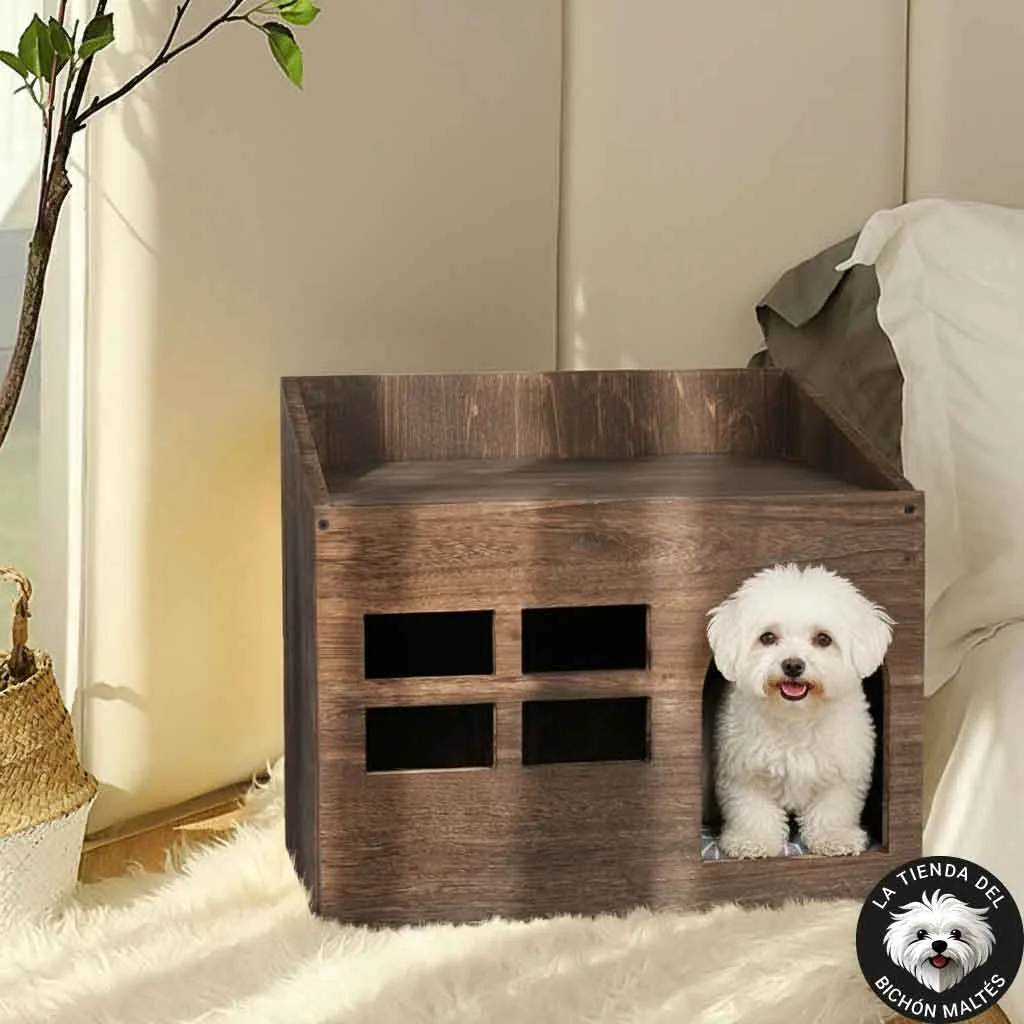 2x1 Mesa y Casa para Mascotas color Roble