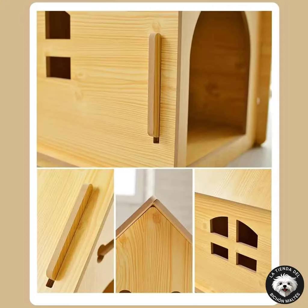 Detalles Perrera de Madera para Perros Pequeños