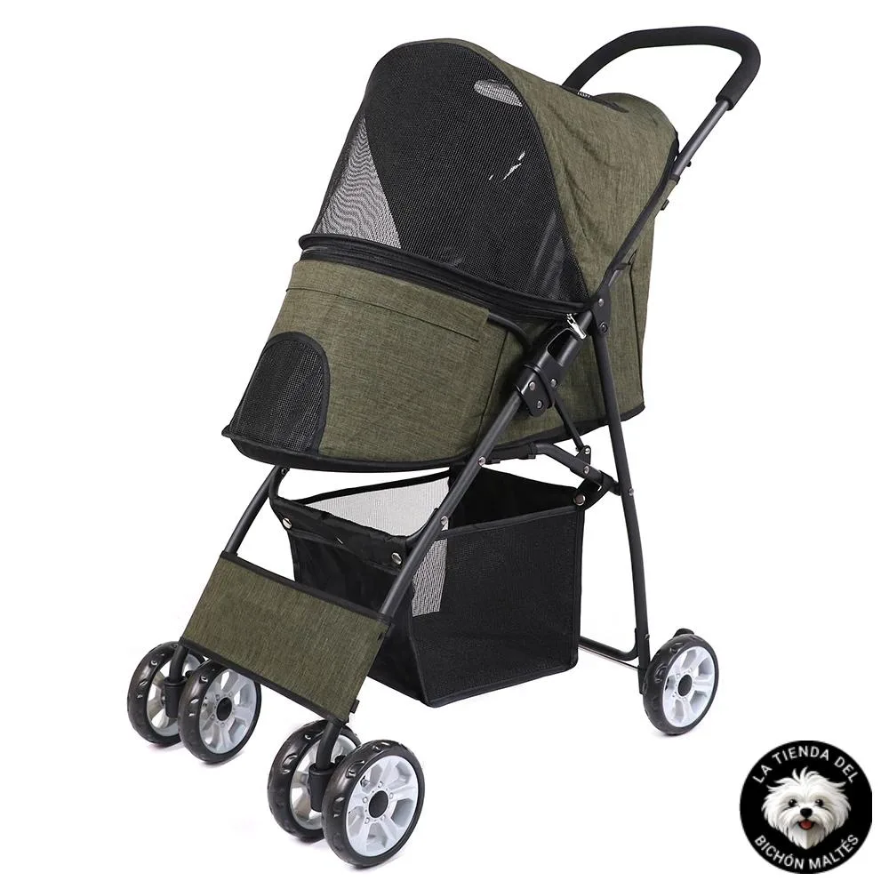 Color Verde Oscuro - Cochecito Ultraligero para Perros Pequeños