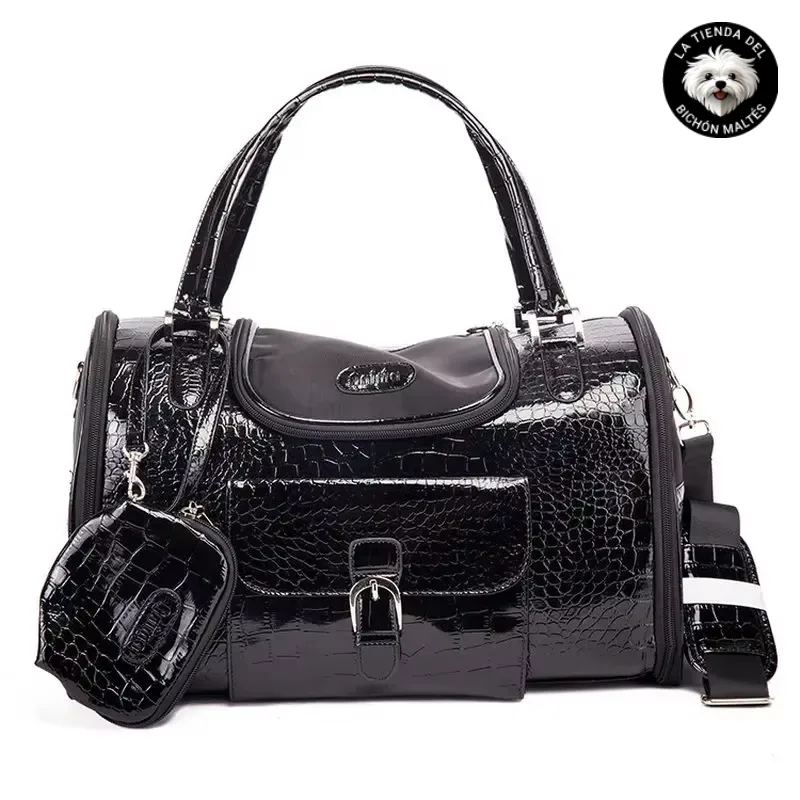 Negro - Bolso Transportín de Lujo para Perros