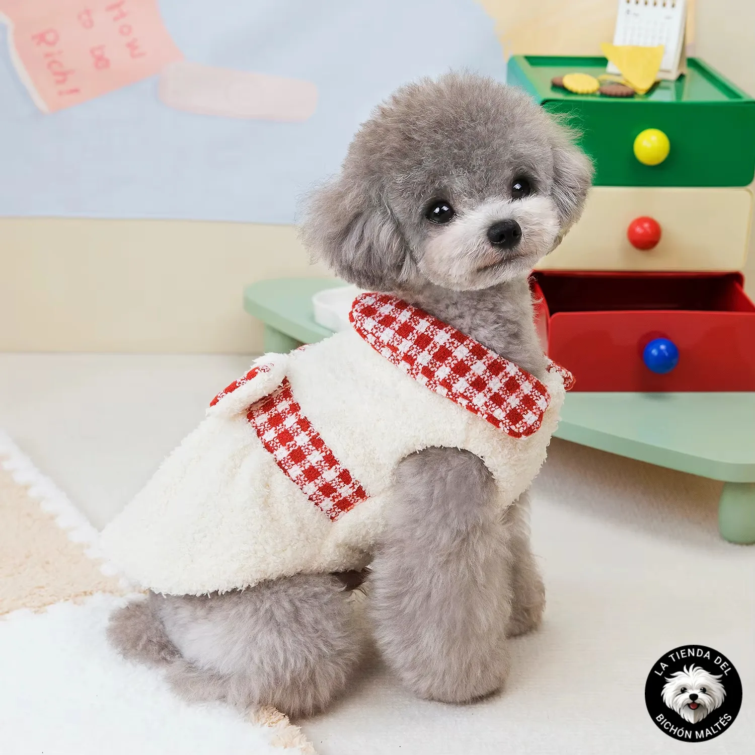 Vestido de Borreguito con Cuadros Vichy para Perro Pequeño