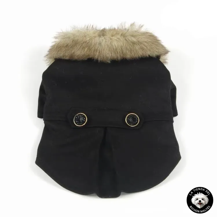 Abrigo Negro Estilo Británico para Perro Pequeño