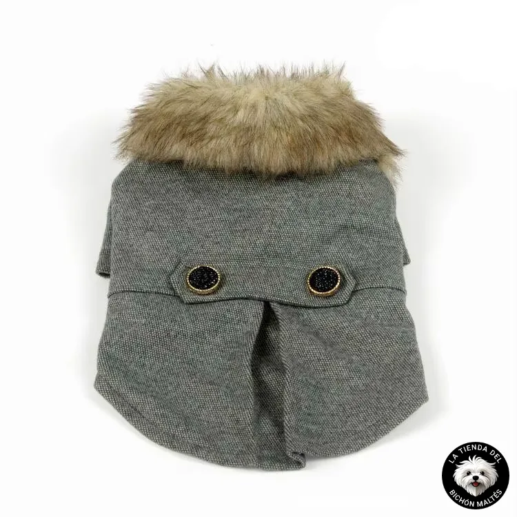 Abrigo Gris Estilo Británico para Perro Pequeño