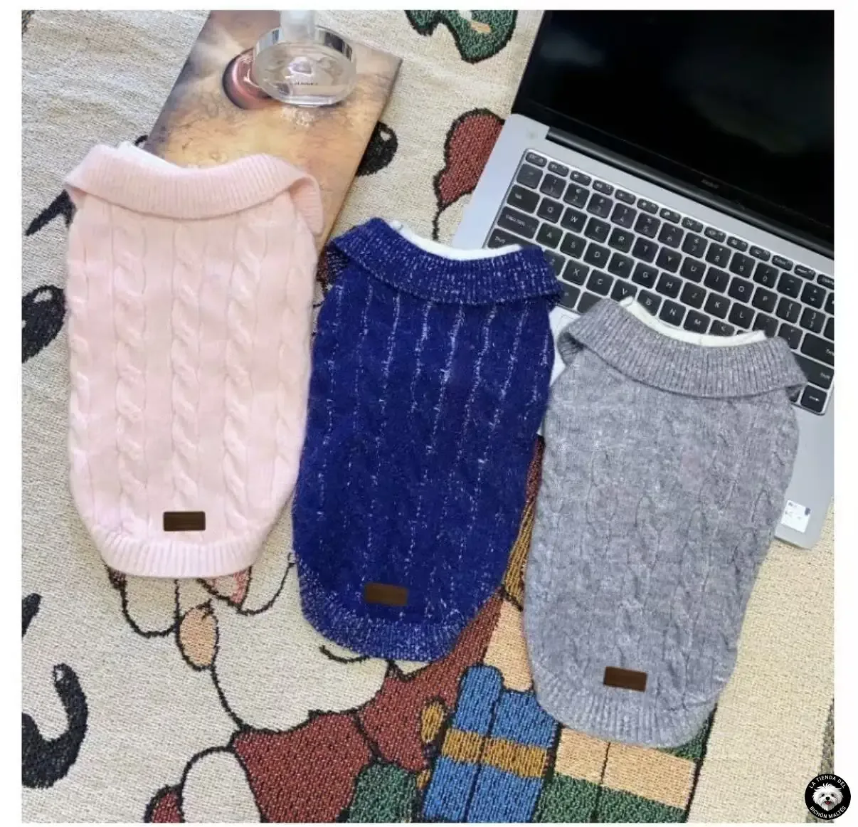 Jersey de Punto Trenzado con Cuello Polo Elegante para Perros Pequeños - Varios Colores - Imagen 9